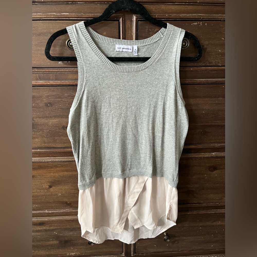 525 America Sleeveless Top, Gray/Taupe, Size Medium